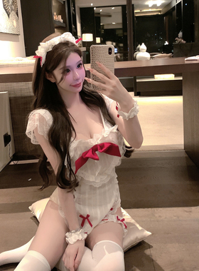 捞捞酱「娇娇女仆」性感蕾丝睡衣夏季2025新款纯欲风吊带家居服