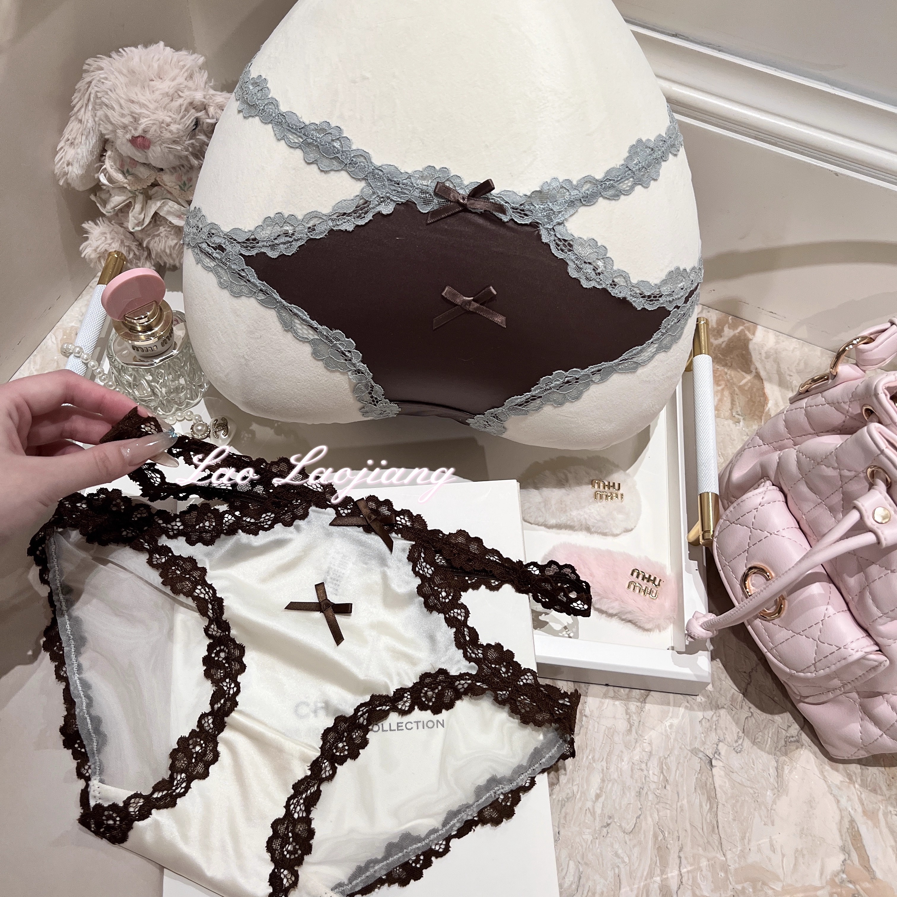 捞捞酱「蜜恋巧克力」性感纯欲风蕾丝三角内裤透气2025新低腰舒适