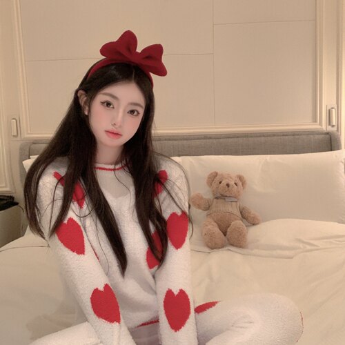 -37度诱惑女半边绒睡衣套装