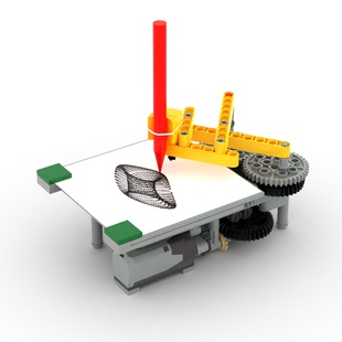 小小工程师国产积木机器人电动工程机械模型科技拼装 3D繁花绘图机