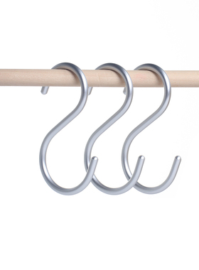 铝合金制厨房衣服装S挂钩不锈钢大中小S钩S勾s型形挂钩子3支装