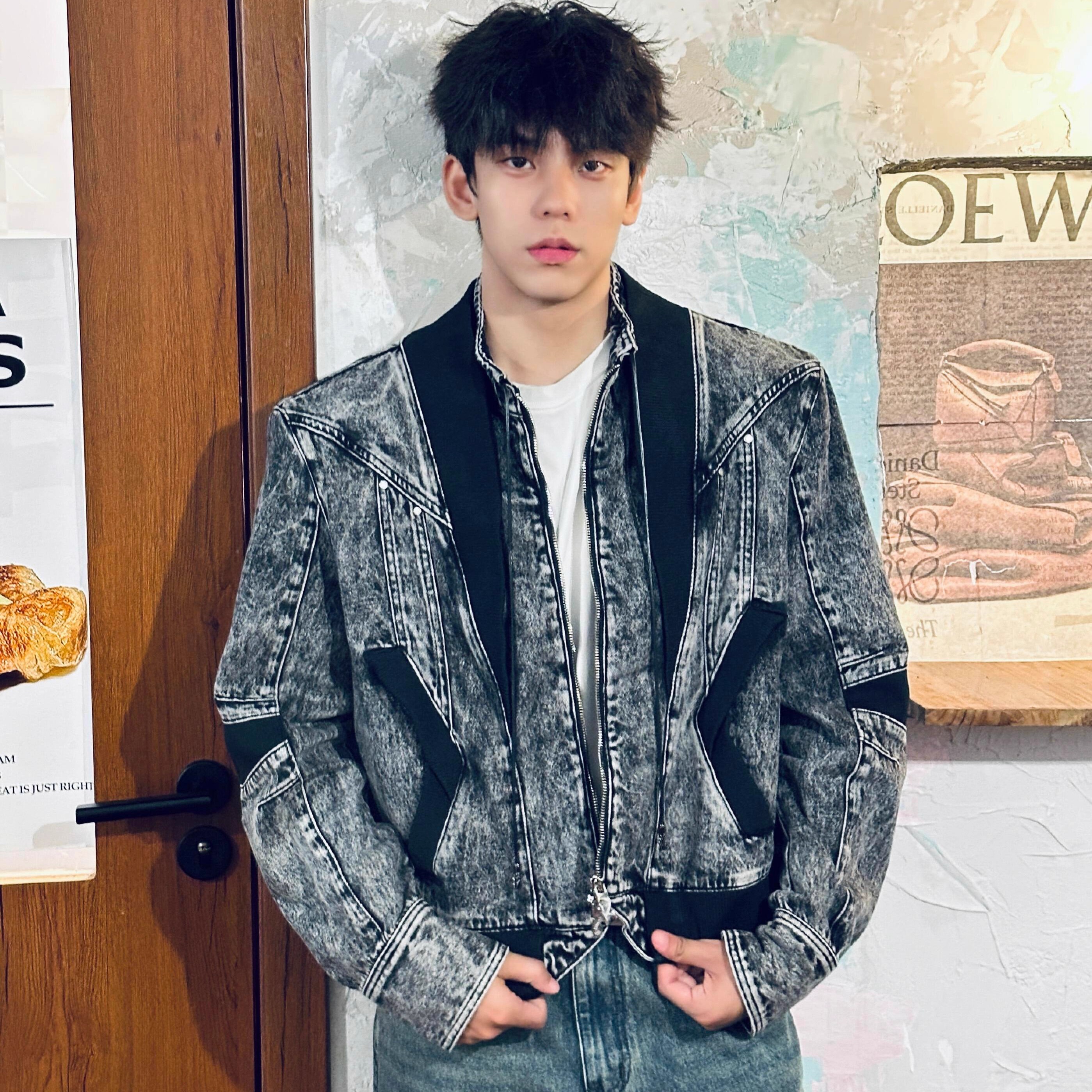 潮牌美式牛仔外套帅气复古夹克