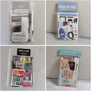 韩国同款 饰ins素材拼贴纸 OAB卡片贴纸包平替北欧风粉色复古手账装