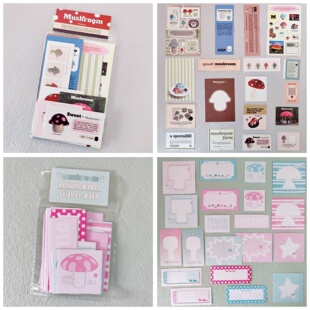 韩国同款 饰ins daindemoon手账拼贴OAB贴纸包蘑菇主题摆拍素材包装