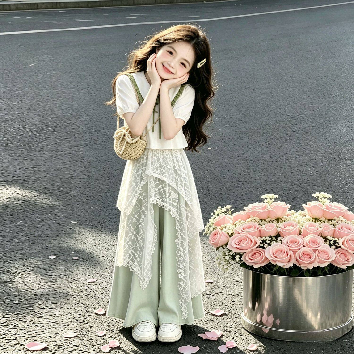 女童夏季波西米亚短袖三件套