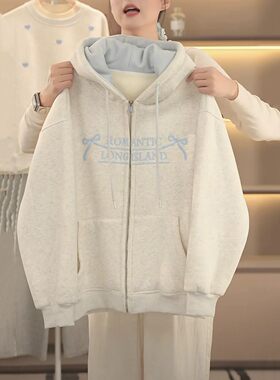 女童加绒连帽卫衣秋冬新款保暖