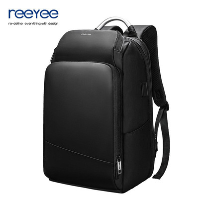 REEYEE男士双肩包大容量书包商务通勤笔记本电脑包女质感双肩