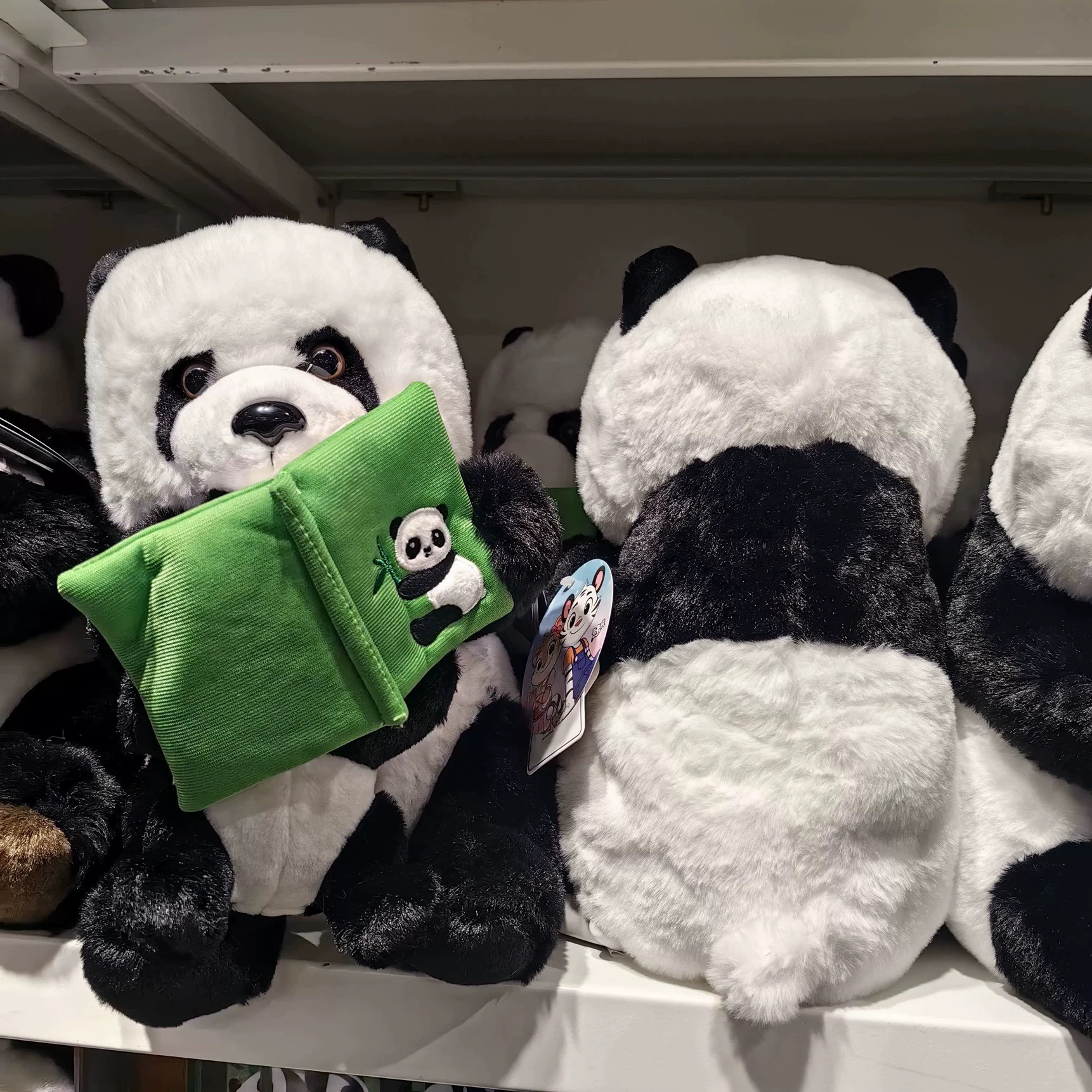 广州长隆纪念品大熊猫母子看书玩偶原创旅游伴手礼毛绒玩具动物园