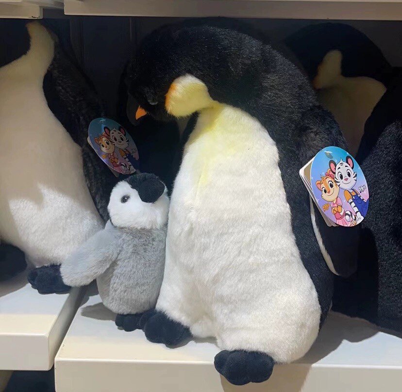 新款珠海长隆海洋王国旅游纪念品仿真企鹅母子毛公仔毛绒玩具儿童