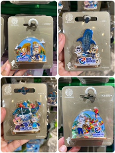 珠海长隆海洋王国飞船旅游纪念品卡卡鲸鲨琦琦徽章冰箱贴手信礼物