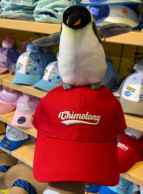 珠海广州长隆旅游纪念品红色企鹅公仔棒球帽遮阳帽子女孩帽动物园