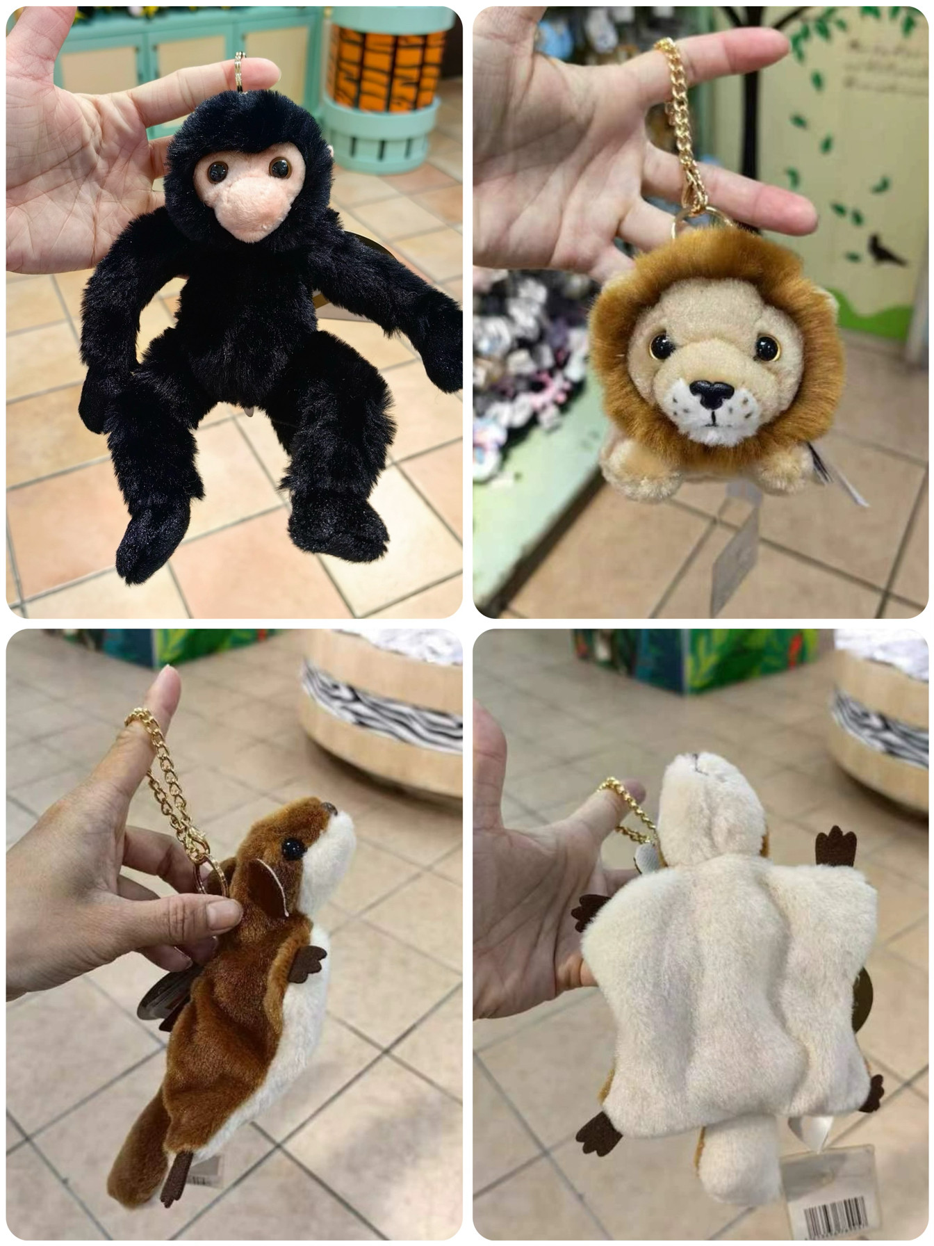 广州珠海长隆纪念品动物园狮子猩猩飞鼠毛绒钥匙扣公仔挂件礼物