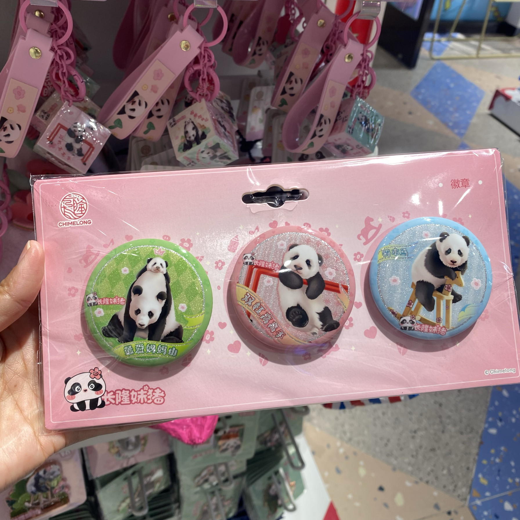 珠海广州长隆纪念品动物园大熊猫妹猪纪念徽章套装小礼物
