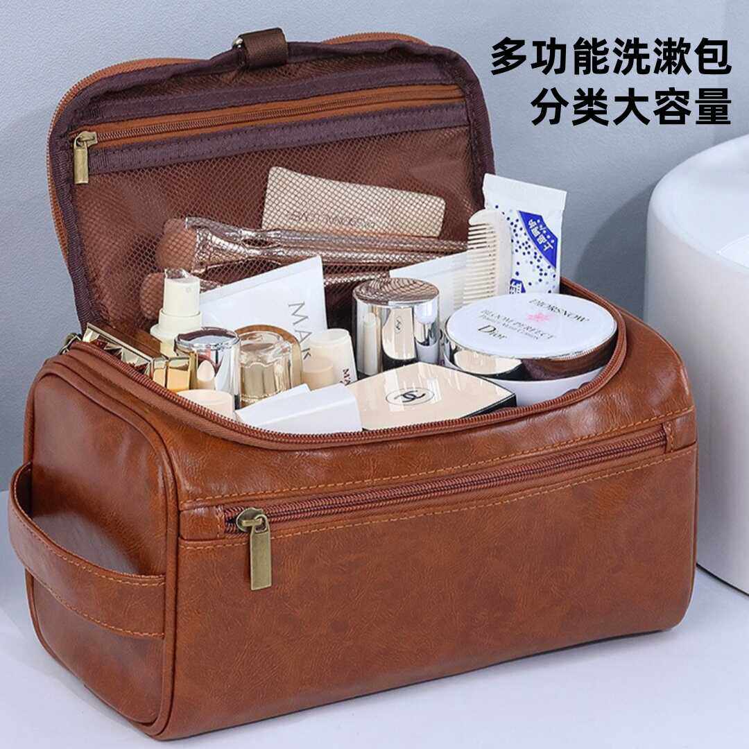 男士洗漱包大容量便携式洗浴防水男士旅行复古挂钩收纳包2025新款