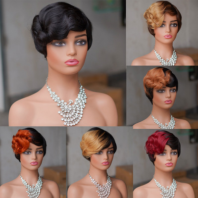 许昌潺秀工厂现货批发彩色小精灵pixie wigs human hair wigs