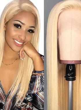 #613金黄色发套巴西发真发蕾丝头套13x4 lace frontal wig blond