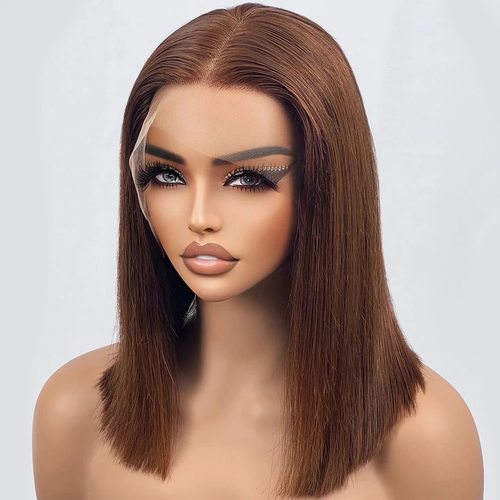 12A Straight Bob Brown 4#  Vietnamese Hair 13*4frontal wig