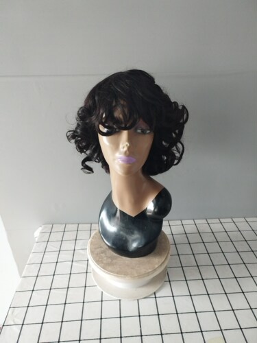 original hair loose bouncy curl wig with bangs for black