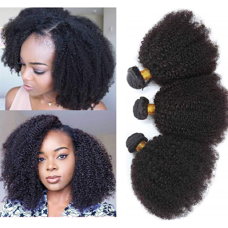 9A afro kinky curly human hair bundles发帘发条小卷纯真人发