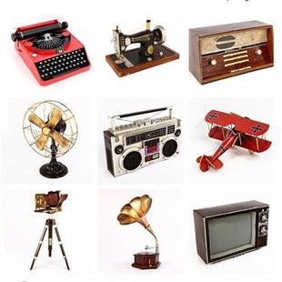 宜暮复古老式 收音录音机放映机摄影机缝纫机电视机打字机模型道具