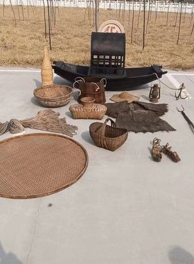 老物件老式渔具竹编渔家风格挂件