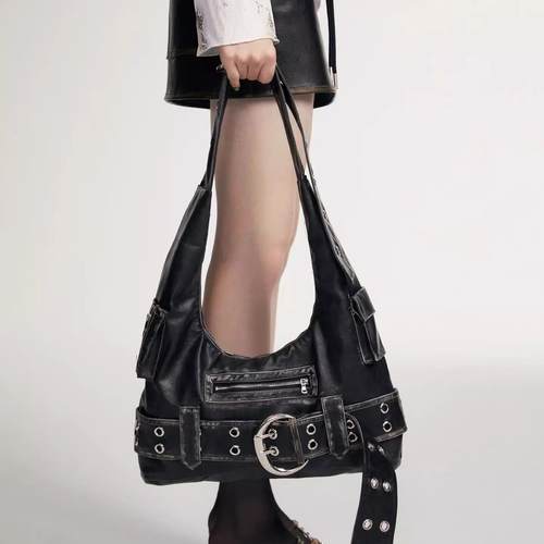 欧美时尚辣妹风腋下包大容量百搭甜酷机车包时尚通勤高级感大包包