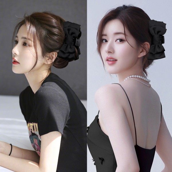 白鹿露思周芯竹同款黑色蝴蝶结抓夹女鲨鱼夹温柔气质高级感头饰,饰品/流行首饰/时尚饰品新,发饰,淘宝优惠券,粉丝福利购,淘宝优惠卷