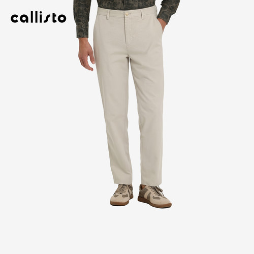 callisto男士春夏棉混纺直筒裤
