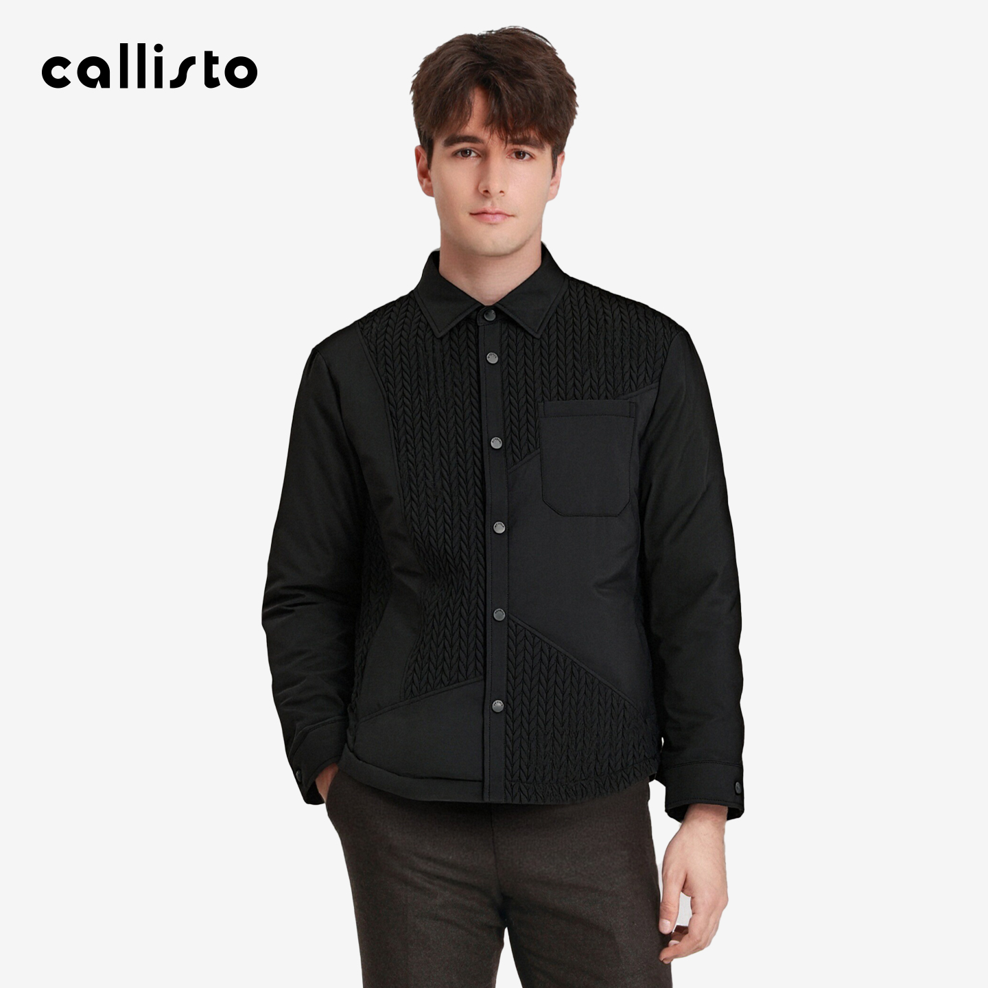 【商场同款】callisto2025秋冬新品男士鹅绒保暖翻领单排扣羽绒服