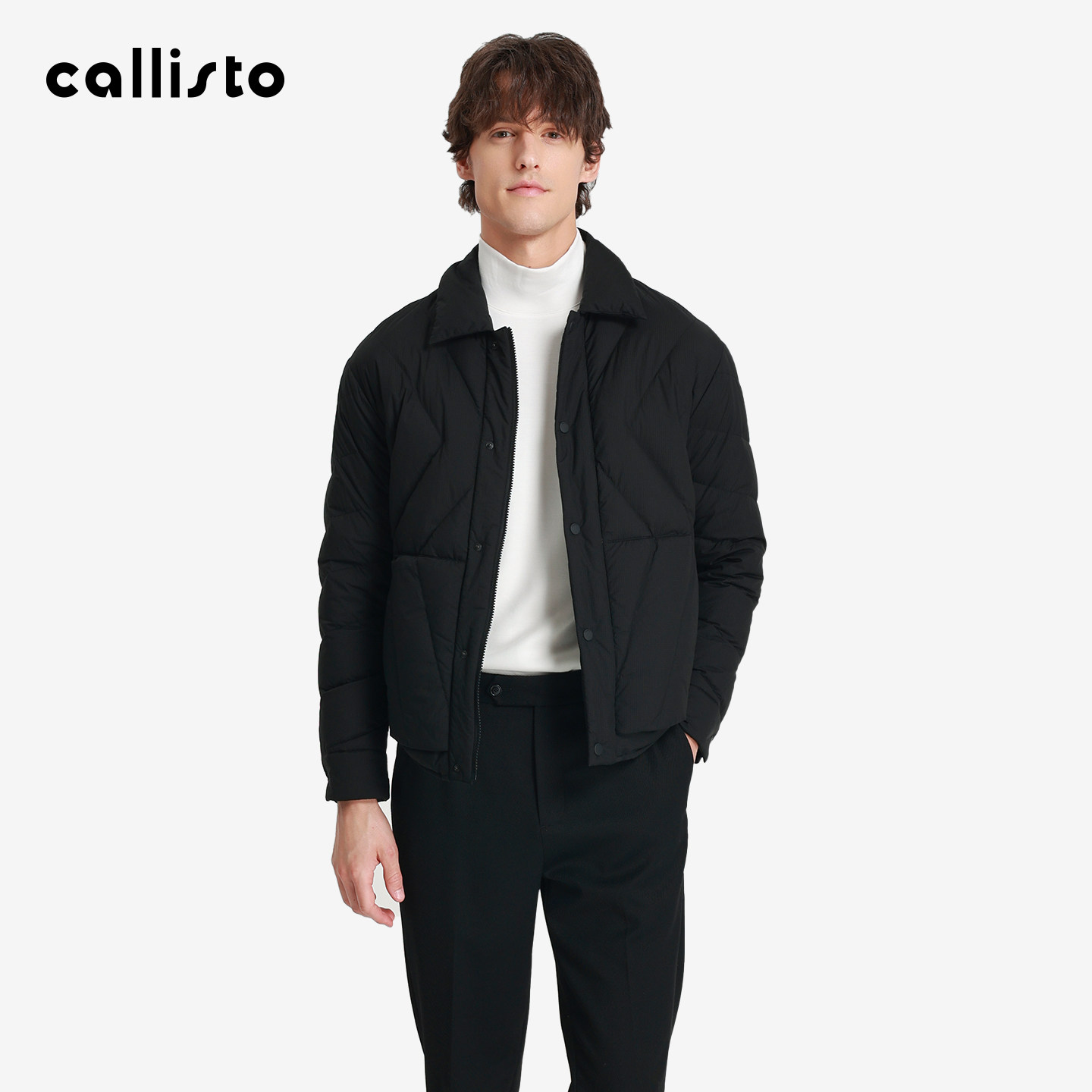 【商场同款】callisto2025秋冬新品男士翻领鹅绒短款保暖羽绒服