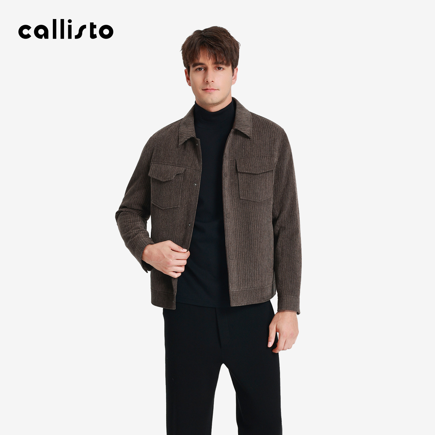 【商场同款】callisto男装冬季新品鹅绒内胆丝毛混纺尼克服外套