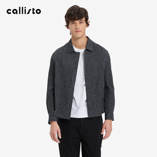 【商场同款】callisto2025春新品男士长袖翻领条纹时尚休闲夹克