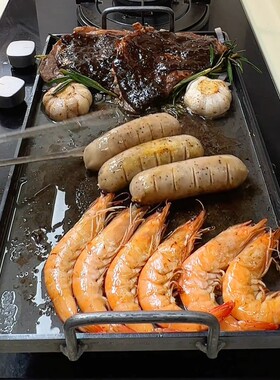 烤盘家用烤肉瓦斯炉长方形铁板烧盘韩式不沾锅烧烤盘户外露营铁盘
