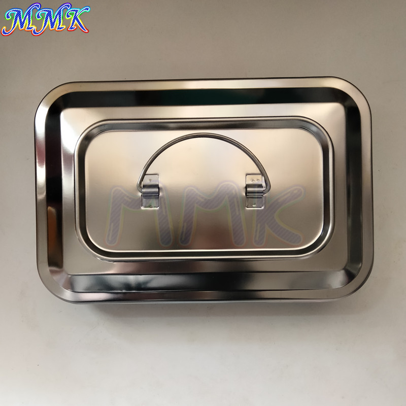 不锈钢方盘袋盖方盒大号中号有把小号光面长方形器械盒消毒盒加厚