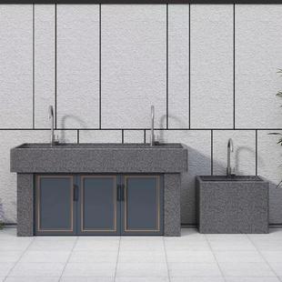 户外庭院洗手盆家用洗衣池一体台盆天然花岗岩阳台别墅自建房水槽