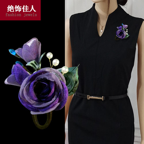 韩国胸针高档女森系布艺丝巾花朵