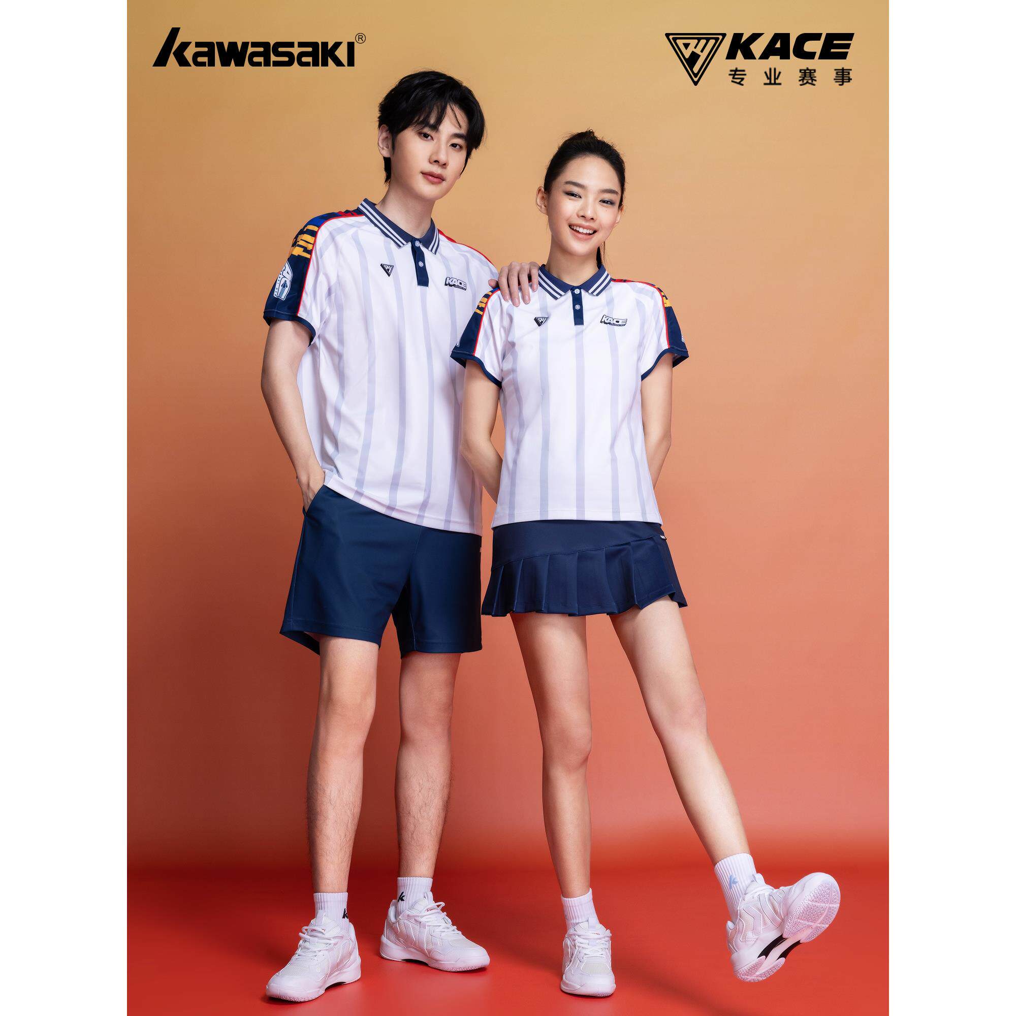 川崎羽毛球服运动短袖翻领