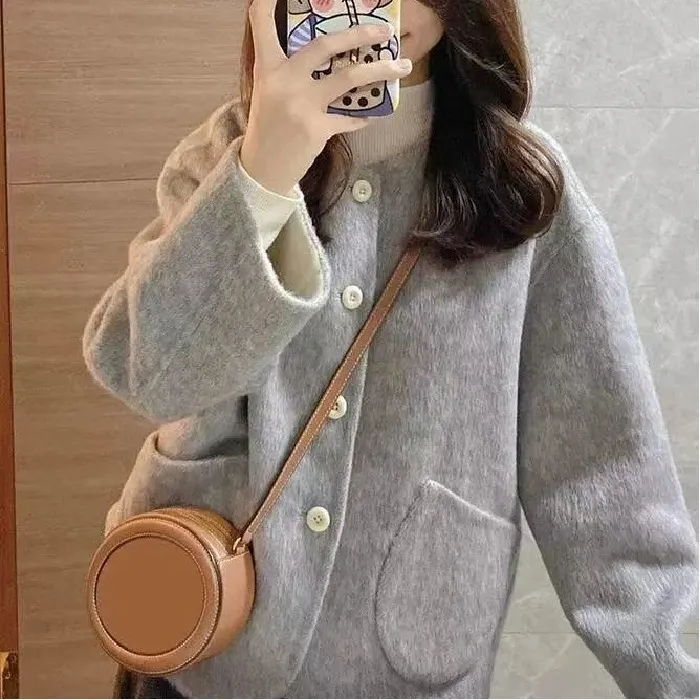 2025年简约毛呢外套女秋冬季新款韩系小香风好看呢子大衣女装,女装/女士精品,大码呢大衣,淘宝优惠券,粉丝福利购,淘宝优惠卷