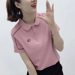 秋季 气质百搭显瘦减龄纯色刺绣休闲运动风上衣女 新款 设计感POLO衫