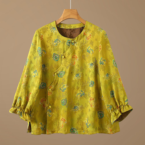 新款提花盘扣秋季洋气时尚衬衫