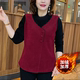 休闲上衣 加绒加厚假两件马甲女V领纽扣显瘦洋气妈妈装 冬季 新款