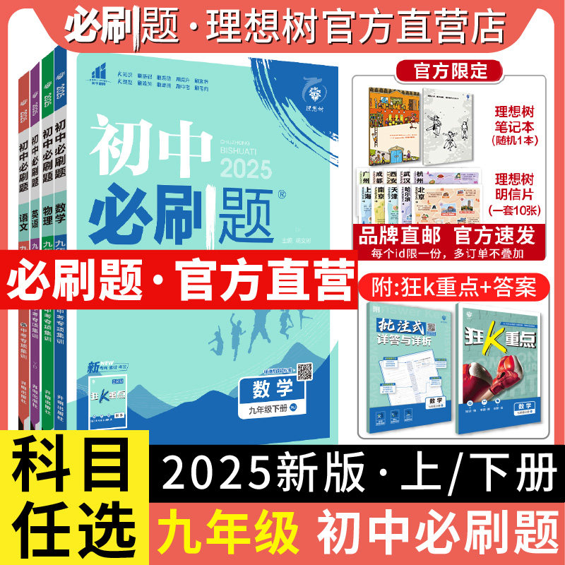 理想树2025版初中必刷题九年级上册下册语文数学英语物理化学历史政治初三必刷题江西同步练习中考复习资料模拟题辅导书同步练习题