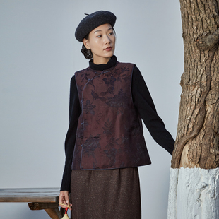 冬季 国风马夹 原创设计桑蚕丝提花香云纱夹棉马甲女2026新款 限量