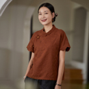 布小匠原创设计天丝羊毛连肩花边袖 旗袍上衣女新中式 国风气质衬衫