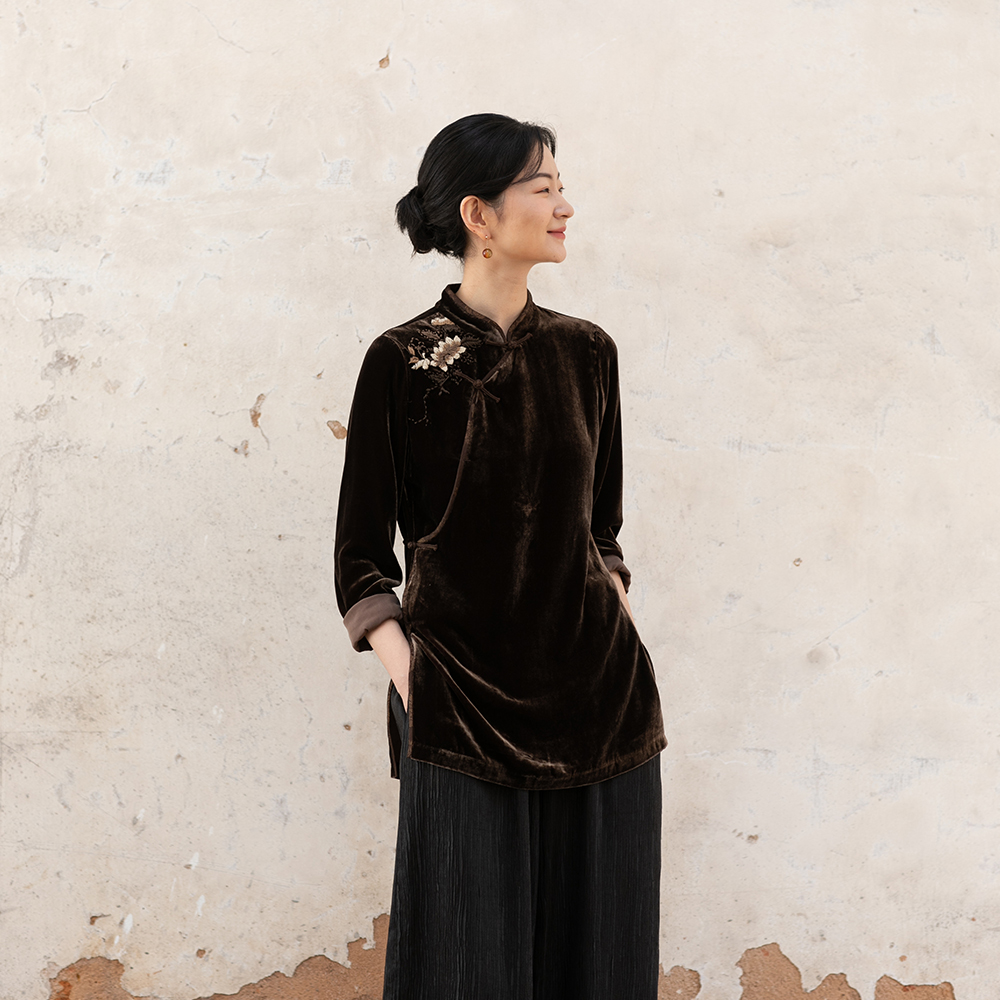 布小匠宽松复古套头长袖桑蚕丝