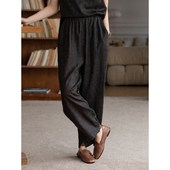 春夏新款 桑蚕丝提花香云纱长裤 新中式 布小匠原创女装 真丝国风裤 子