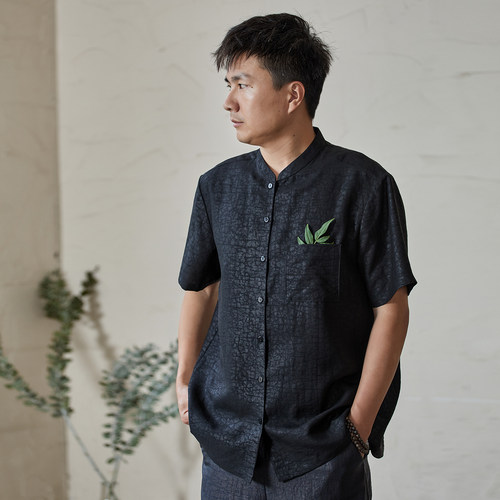 布小匠桑蚕丝香云纱男士衬衫