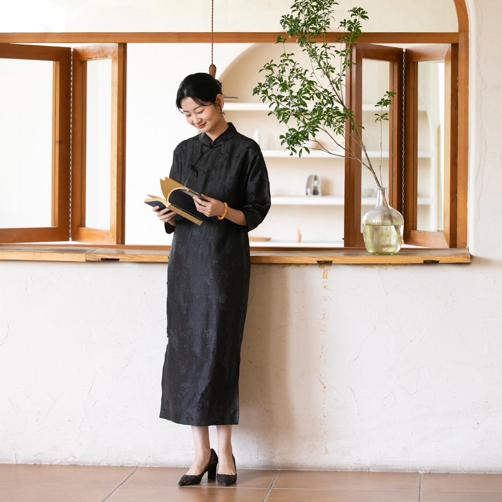 龟裂纹香云纱桑蚕丝原创设计