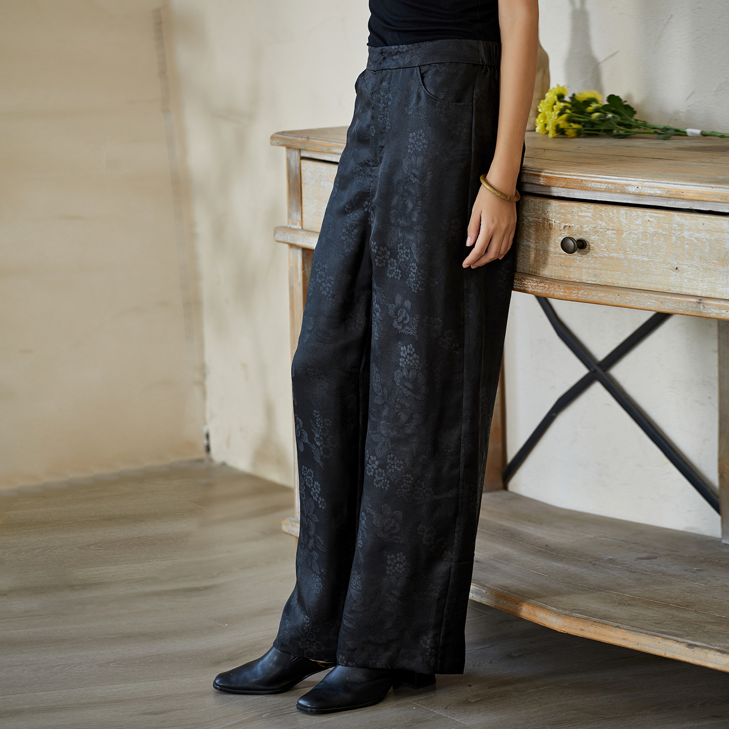 布小匠原创设计新款桑蚕丝休闲裤