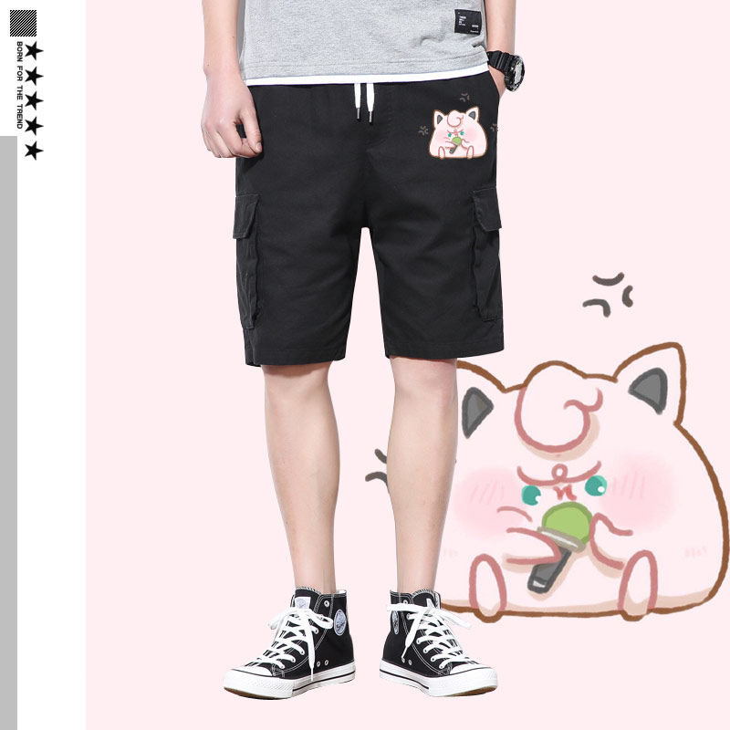 神奇宝贝可爱q版卡通形象衣服皮卡丘休闲短裤学生五分裤工装裤yq